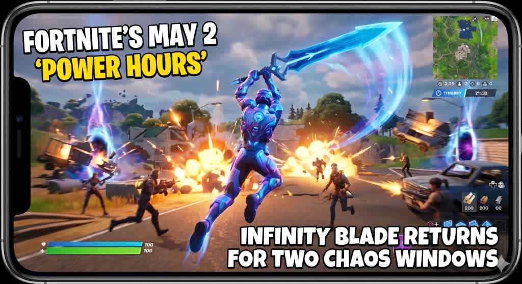 Fortnite’s May 2 ‘Power Hours’: Infinity Blade returns for two chaos windows