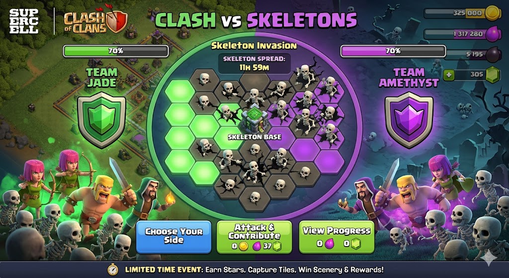 Clash of Clans launches Clash vs Skeletons, a team battle against the undead