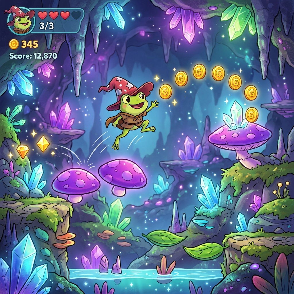 Bufo Jump hops in as a premium frog platformer with hats, caves and clean mobile charm
