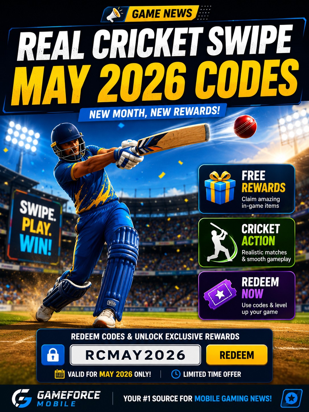 Real Cricket Swipe codes keep the cricket mini-game freebies flowing