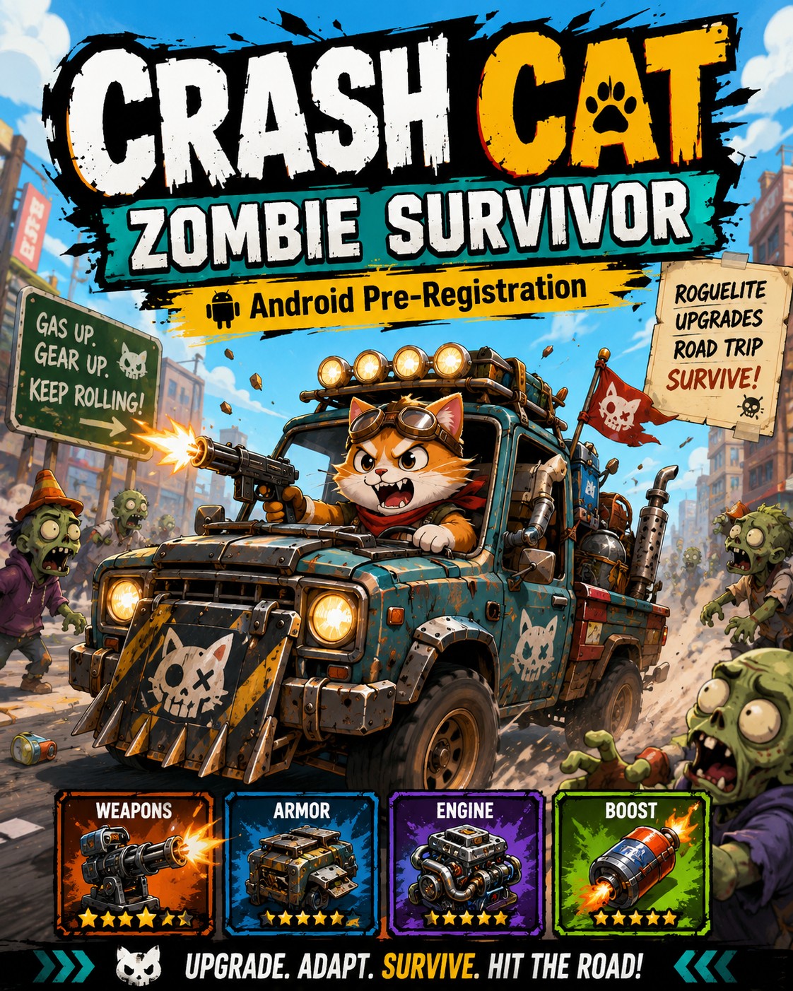 Crash Cat: Zombie Survivor opens Android pre-registration for chaotic cat-truck roguelite action