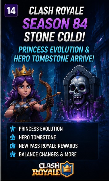 Clash Royale Season 84 starts June with Princess Evolution and Hero Tombstone pressure