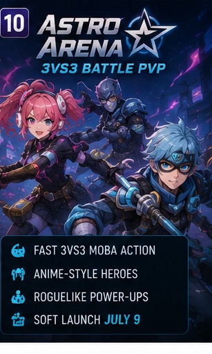 Astro Arena 3vs3 Battle PvP sets July 9 soft launch for anime MOBA action