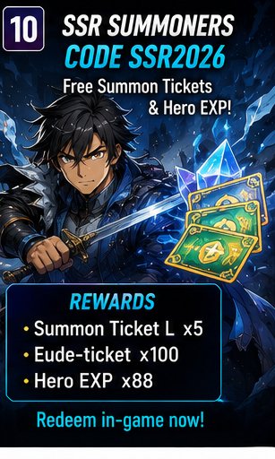 SSR Summoners code SSR2026 gives summon tickets and hero XP