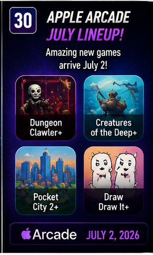 Apple Arcade’s July lineup brings Dungeon Clawler+, Creatures of the Deep+, Pocket City 2+ and Draw It+