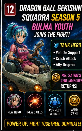 Dragon Ball Gekishin Squadra adds Bulma Youth and more Zeni farming