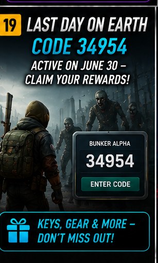 Last Day on Earth bunker code 34954 active today
