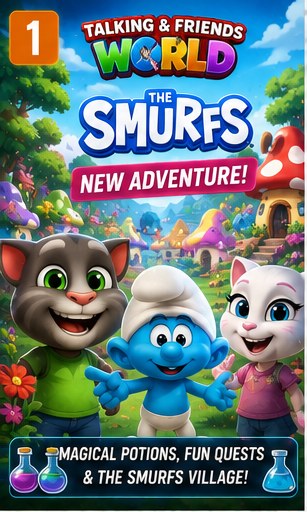 Talking Tom & Friends: World opens a Smurfs adventure