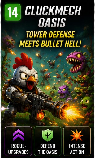 Cluckmech Oasis mixes tower defence and bullet hell
