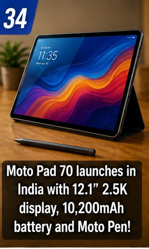 Moto Pad 70 launches in India with 12.1-inch 2.5K screen and 10,200mAh battery