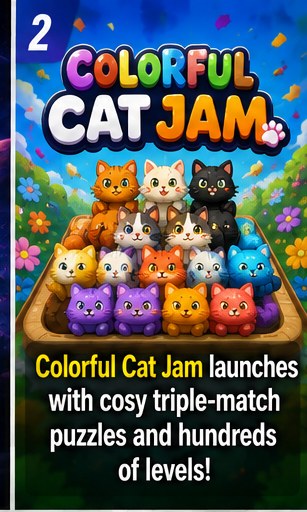 Colorful Cat Jam launches with cosy triple-match puzzles and hundreds of levels