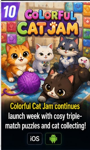 Colorful Cat Jam continues launch week with cosy triple-match puzzles and cat collecting