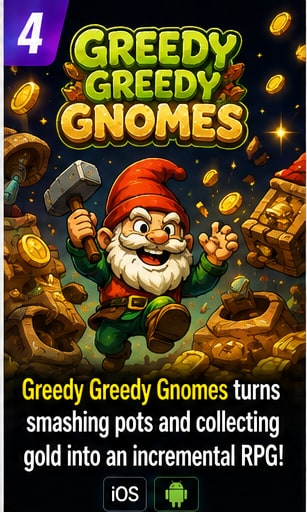 Greedy Greedy Gnomes turns smashing pots and collecting gold into an incremental mobile RPG