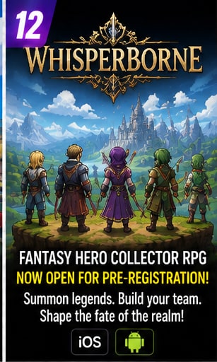Whisperborne opens mobile pre-registration for a fantasy hero-collection JRPG