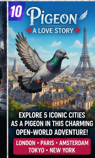 Pigeon: A Love Story lets mobile players explore five world cities from a bird's-eye view