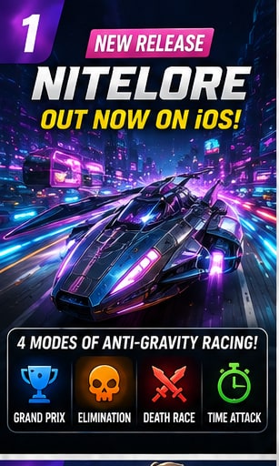 Nitelore launches today on iPhone with four modes of high-speed anti-gravity racing