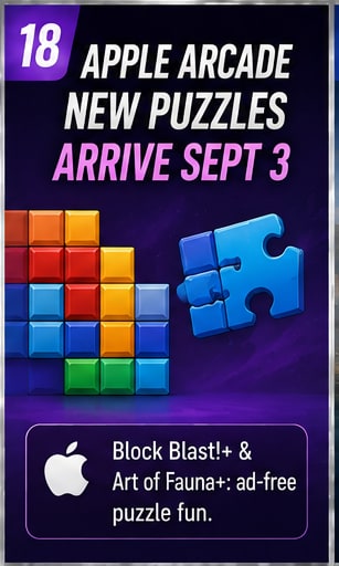 Apple Arcade prepares Block Blast!+ and Art of Fauna+ for September 3