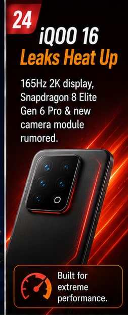 iQOO 16 leak points toward 165Hz 2K display and Snapdragon 8 Elite Gen 6 Pro