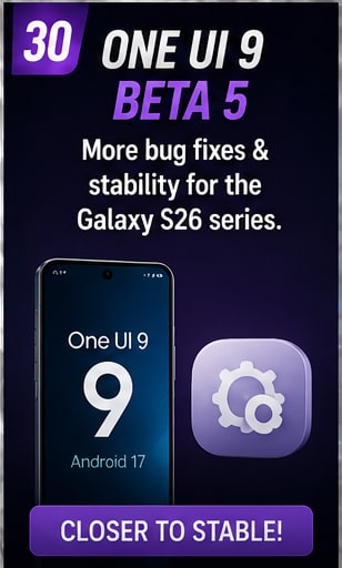 One UI 9 Beta 5 continues fixing Galaxy S26 issues as Samsung moves toward stable Android 17