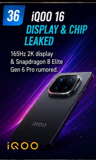 iQOO 16 leak points toward 165Hz 2K display and next-generation Snapdragon power