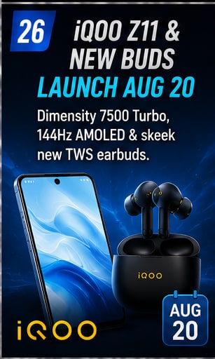 iQOO Z11 and new iQOO Buds launch in India in three days