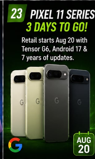 Pixel 11 family is three days from retail release after Google's biggest hardware launch of 2026