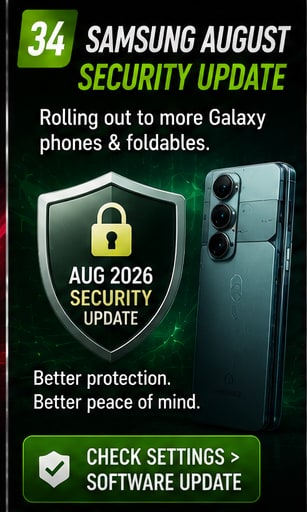 Samsung August security update reaches more Galaxy phones and foldables