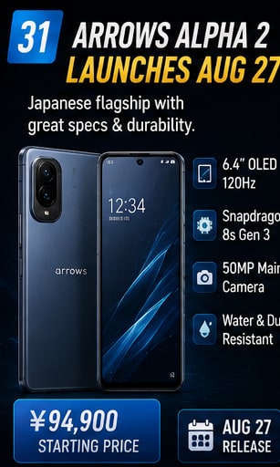 Arrows Alpha 2 gets August 27 Japan release date and ¥94,900 starting price