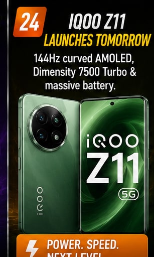 iQOO Z11 launches in India tomorrow with 144Hz curved AMOLED display