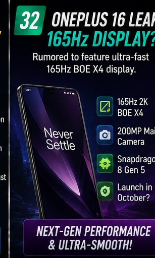 OnePlus 16 leak points toward 165Hz BOE X4 display across the entire system