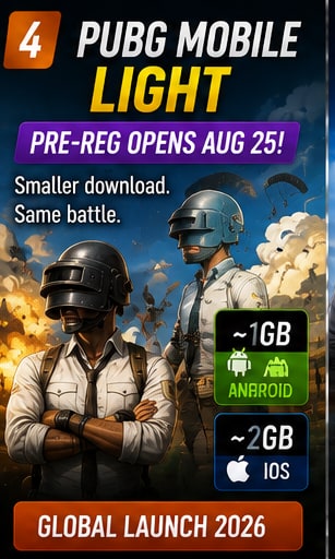 PUBG Mobile Light opens pre-registration on August 25 with a much smaller installation footprint