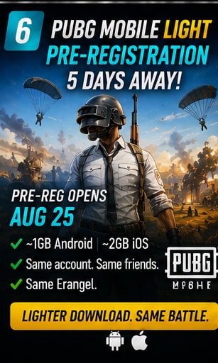 PUBG Mobile Light pre-registration is five days away as Krafton targets smaller installations