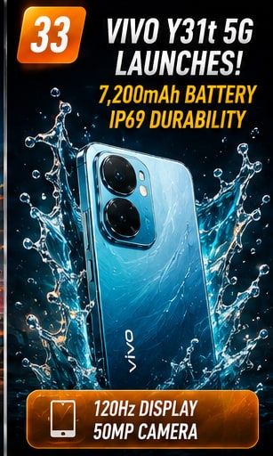 Vivo Y31t 5G launches with 7,200mAh battery and IP69 protection