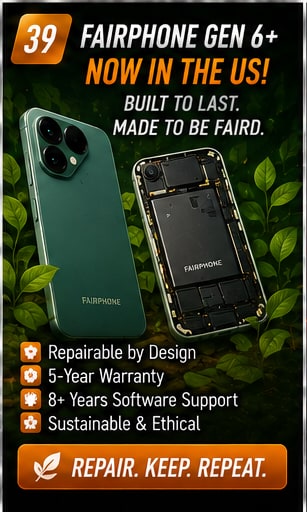 Fairphone Gen 6+ reaches the US with repairability as its main flagship feature