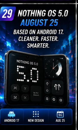 Nothing OS 5.0 is set for August 25 with Android 17 underneath