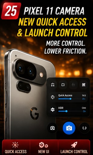 Pixel 11 Camera adds faster Quick Access and Launch Control options
