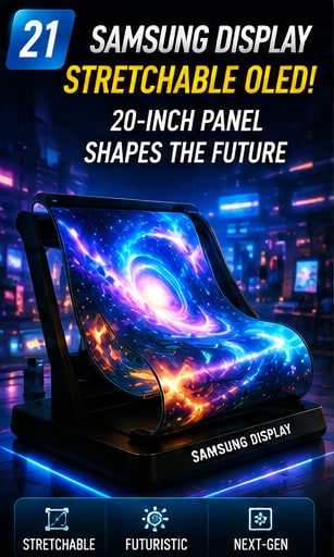 Samsung Display shows a 20-inch stretchable OLED as flexible-screen technology keeps evolving