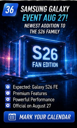 Samsung’s August 27 event is expected to introduce the Galaxy S26 FE