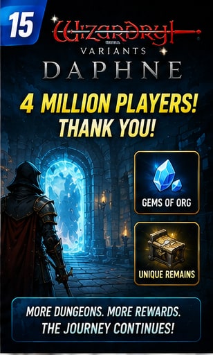 Wizardry Variants Daphne marks four million players with another reward push