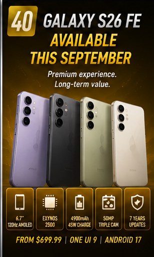 Galaxy S26 FE prepares for September sales with One UI 9 out of the box