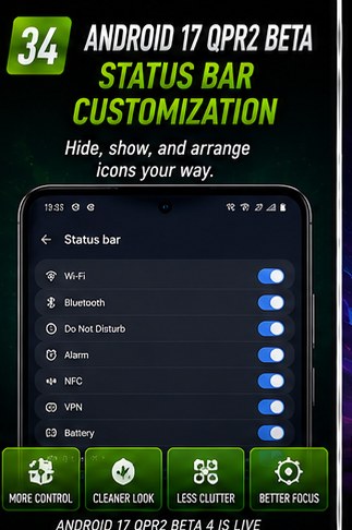 Android 17 QPR2 beta adds native status-bar customization
