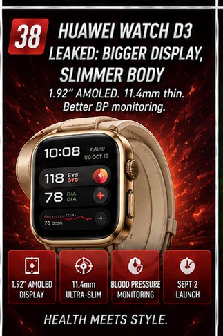 Huawei Watch D3 leaks reveal a larger 1.92-inch display in a considerably slimmer body