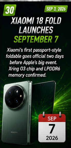 Xiaomi schedules 18 Fold debut for September 7 ahead of Apple's event
