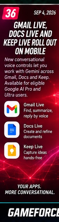 Gmail Live, Docs Live and Keep Live bring conversational Gemini voice controls to mobile