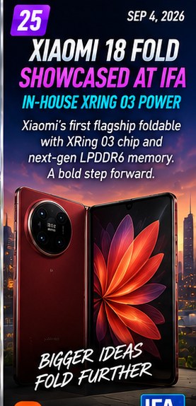 Xiaomi 18 Fold takes centre stage at IFA with in-house XRing O3 silicon