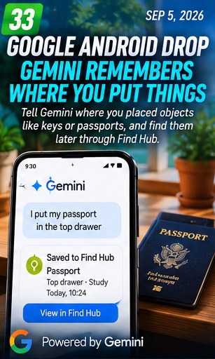 Google's September Android Drop makes Gemini remember where objects are stored