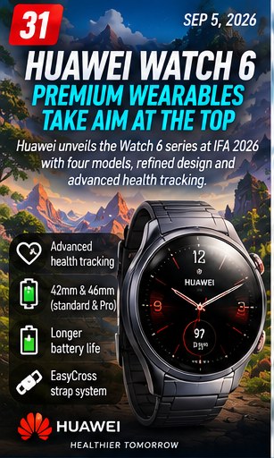 Huawei Watch 6 challenges Samsung and Google with four premium models