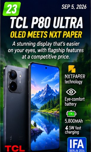 TCL P80 Ultra brings NXTPAPER eye-comfort technology to OLED