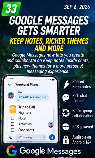 Google Messages adds Keep collaboration and richer chat themes