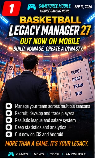 Basketball Legacy Manager 27 reaches its scheduled mobile launch day